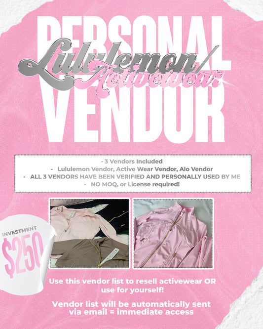 Personal Activewear Vendor + Lululemon and Alo